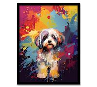Artery8 Shih Tzu Dog Lover Gift Pet Portrait Colourful Artwork Painting Artwork Framed Wall Art Print 18X24 Inch