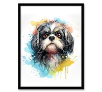 Artery8 Shih Tzu Lovers Gift Watercolour Pet Portrait Painting Artwork Artwork Framed Wall Art Print A4