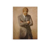 Artery8 Shikler US President John F Kennedy JFK Canvas Wall Art Print in Brown | Size: W24" x H32" Artery8 Brown W24" x H32"