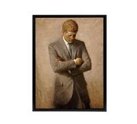 Artery8 Shikler US President John F Kennedy JFK Framed Canvas Wall Art Print in Brown | Size: W24" x H32" Artery8 Brown W24" x H32"