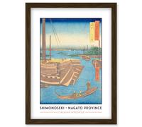 Artery8 Shimonoseki Nagato Province Utagawa Hiroshige Japan Woodblock Classic Collection Artwork Framed Wall Art Print A4 in Brown Artery8 Brown