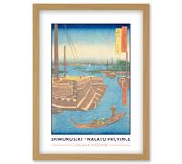 Artery8 Shimonoseki Nagato Province Utagawa Hiroshige Japan Woodblock Classic Collection Artwork Framed Wall Art Print A4 in Light Oak Artery8 Light Oak