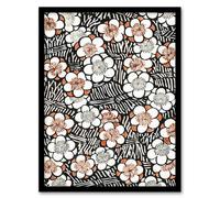 Artery8 Shin Bijutsukai Framed Wall Art Print Flowerbed Floral Pattern in Black | Size: A4 Artery8 Black A4