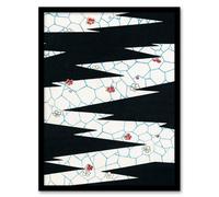 Artery8 Shin Bijutsukai Framed Wall Art Print Flowers On Footpath Pattern in White | Size: A3 Artery8 White A3