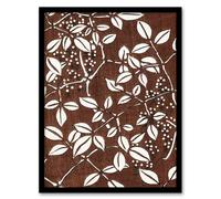 Artery8 Shin Bijutsukai Framed Wall Art Print Tree Branch & Leaf Pattern in Brown | Size: A4 Artery8 Brown A4