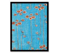 Artery8 Shin Bijutsukai Framed Wall Art Print Vintage Vine Illustration in Blue | Size: A3 Artery8 Blue A3