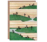 Artery8 Shin Bijutsukai Japanese Art Card Landscape With Hills Pattern