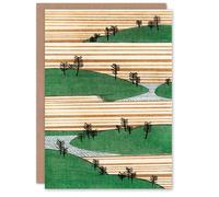 Artery8 Shin Bijutsukai Japanese Art Card Landscape With Hills Pattern