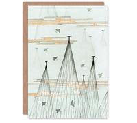 Artery8 Shin Bijutsukai Japanese Art Card Skyscape With Birds Flying