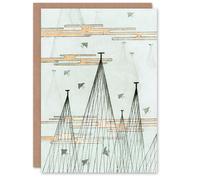 Artery8 Shin Bijutsukai Japanese Art Card Skyscape With Birds Flying