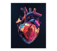 Artery8 Shiny Anatomical Human Heart Colourful Modern Wall Art Print | Size: W12" x H16" Artery8 Multicolor W12" x H16"