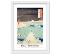 Artery8 Shisa Iki Province Utagawa Hiroshige Japan Woodblock Classic Collection Artwork Framed Wall Art Print A4 in White Artery8 White