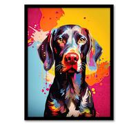 Artery8 Shorthaired German Pointer Dog Lover Gift Pet Portrait Colourful Artwork Painting Artwork Framed Wall Art Print 18X24 Inch
