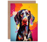 Artery8 Shorthaired German Pointer Dog Lover Gift Pet Portrait Colourful Artwork Painting Greeting Card Artery8 Multicolor