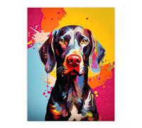 Wall Art Print Shorthaired German Pointer Dog Lover Gift Pet Portrait Colourful Artwork Painting Poster Artery8 Multi W18 inch x H24 inch
