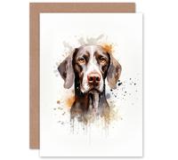 Artery8 Shorthaired German Pointer Lovers Gift Watercolour Pet Portrait Painting Artwork Greeting Card Artery8 Multicolor
