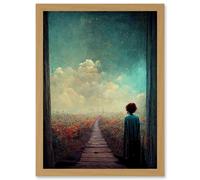 Artery8 Should I Stay Or Should I Go Now Artwork Framed Wall Art Print A4 in Light Oak Artery8 Light Oak