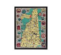 Artery8 Shurtleff 1926 New Hampshire Pictorial Map Framed Canvas Wall Art Print | Size: W12" x H16" Artery8 Multicolor W12" x H16"