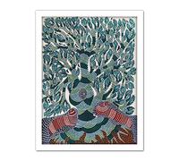 Artery8 Shyam Landscape With Spider Painting Artwork Framed Wall Art Print 18X24 Inch