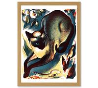 Siamese Cat Butterfly Animal Artwork Framed Wall Art Print A4 Artery8 Light Oak One Size