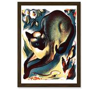 Siamese Cat Butterfly Animal Artwork Framed Wall Art Print A4 Artery8 Brown One Size