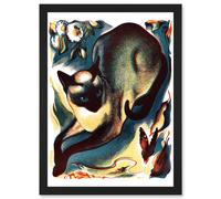 Siamese Cat Butterfly Animal Artwork Framed Wall Art Print A4 Artery8 Black One Size