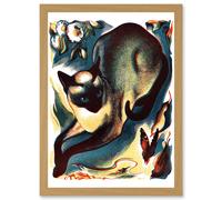 Siamese Cat Butterfly Animal Artwork Framed Wall Art Print A4 Artery8 Light Oak One Size