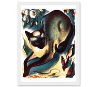 Siamese Cat Butterfly Animal Artwork Framed Wall Art Print A4 Artery8 White One Size