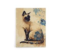 Artery8 Siamese Cat Floral Watercolour Portrait Canvas Wall Art Print | Size: W18" x H24" Artery8 Multicolor W18" x H24"