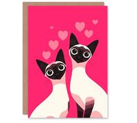 Artery8 Siamese Cats Animals in Love Modern Illustration Personalised Valentine's Day Card