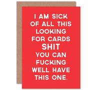 Artery8 Sick of Looking For Cards Funny Birthday Greetings Card in Red Artery8 Red