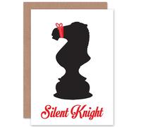 Artery8 Silent Knight Night Chess Christmas Greetings Card in White Artery8 White