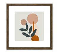 Artery8 Simple Abstract Warm Earth Tone Plant Leaves Leaf Sunrise Sunset Modern Boho Bohemian Square Wooden Framed Wall Art Print Picture 8X8 Inch Artery8 Brown