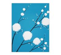 Artery8 Simple Cotton on Branch Design Blue Spring Living Room Large Wall Art Poster Print Thick Paper 18X24 Inch