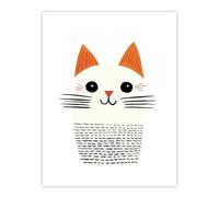 Artery8 Simple Cute Cat Portrait Pencil Colours Artwork Kids Bedroom Large Wall Art Poster Print Thick Paper 18X24 Inch