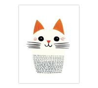Artery8 Simple Cute Cat Portrait Pencil Colours Artwork Kids Bedroom Unframed Wall Art Print Poster Home Decor Premium | Size: W12" x H16" Artery8 Multicolor W12" x H16"