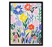 Artery8 Simple Henri Matisse Style Flowers In The Meadow Acrylic Painting Artwork Framed Wall Art Print A4