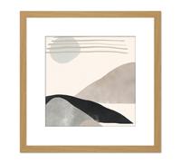 Artery8 Simple Minimalist Mountain Hill Landscape Boho Abstract Watercolour Illustration Square Wooden Framed Wall Art Print Picture 8X8 Inch Artery8 Light Oak