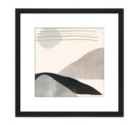 Artery8 Simple Minimalist Mountain Hill Landscape Boho Abstract Watercolour Illustration Square Wooden Framed Wall Art Print Picture 8X8 Inch in Black Artery8 Black