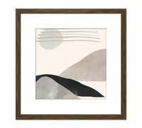 Artery8 Simple Minimalist Mountain Hill Landscape Boho Abstract Watercolour Illustration Square Wooden Framed Wall Art Print Picture 8X8 Inch in Brown Artery8 Brown