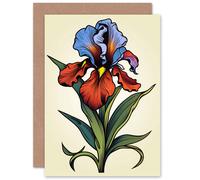 Artery8 Simple Single Iris Flower for Wife Her Mum Sister Daughter Mom Gran Nan Birthday Thank You Mothers Day Blank Art Greeting Card