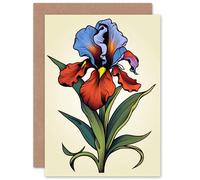 Artery8 Simple Single Iris Flower for Wife Her Mum Sister Daughter Mom Gran Nan Birthday Thank You Mothers Day Blank Art Greeting Card