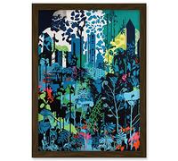 Artery8 Singapore Forest Cityscape Modern Bold Landscape Artwork Framed A3 Wall Art Print