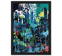 Artery8 Singapore Forest Cityscape Modern Bold Landscape Artwork Framed A3 Wall Art Print