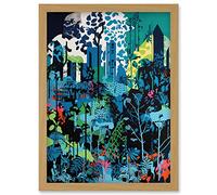 Singapore Forest Cityscape Modern Bold Landscape Artwork Framed Wall Art Print A4 Artery8 Light Oak One Size