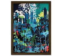 Singapore Forest Cityscape Modern Bold Landscape Artwork Framed Wall Art Print A4 Artery8 Brown One Size