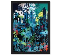 Artery8 Singapore Forest Cityscape Modern Bold Landscape Artwork Framed Wall Art Print A4 in Black Artery8 Black