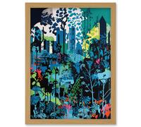 Singapore Forest Cityscape Modern Bold Landscape Artwork Framed Wall Art Print A4 Artery8 Light Oak One Size