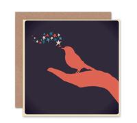 Artery8 Singing Bird Hand Art Blank Just to Say Card Artery8 Multicolor