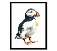 Artery8 Single Cute Puffin Bird Watercolour Portrait Living Room Artwork Framed Wall Art Print A4